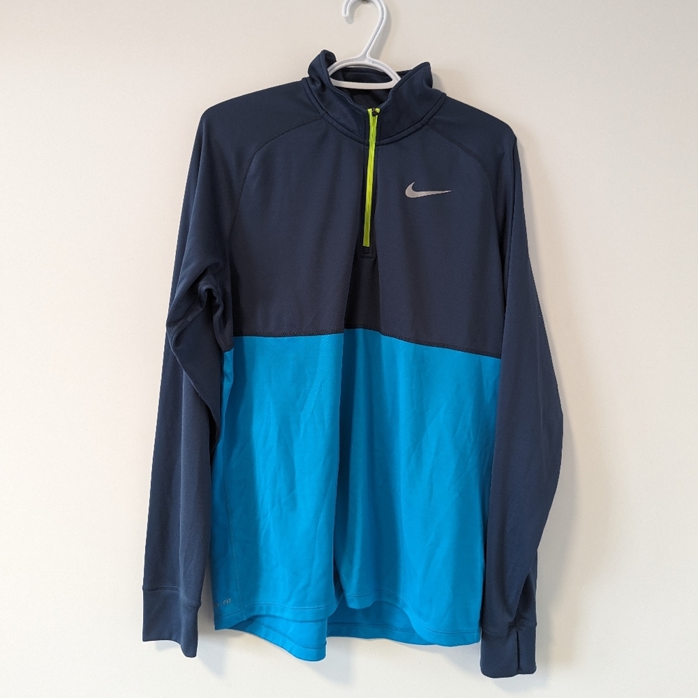 Nike Men's Dri-Fit Quarter-Zip Running Top Sweatshirt Size XL, in Navy and Blue